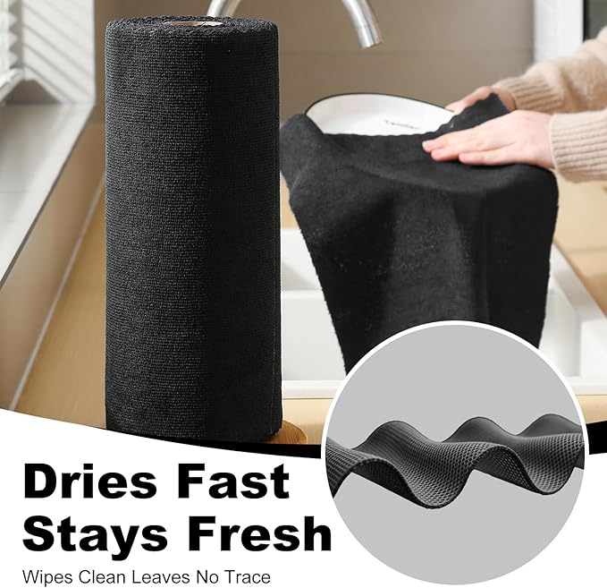 Jessy Home 2 Roll Reusable Paper Towels,100 Sheets Tear Away Microfiber Cleaning Cloth, Lint Free Cleaning Rags for Kitchen, Dishcloth,Household Cleaning Supplies