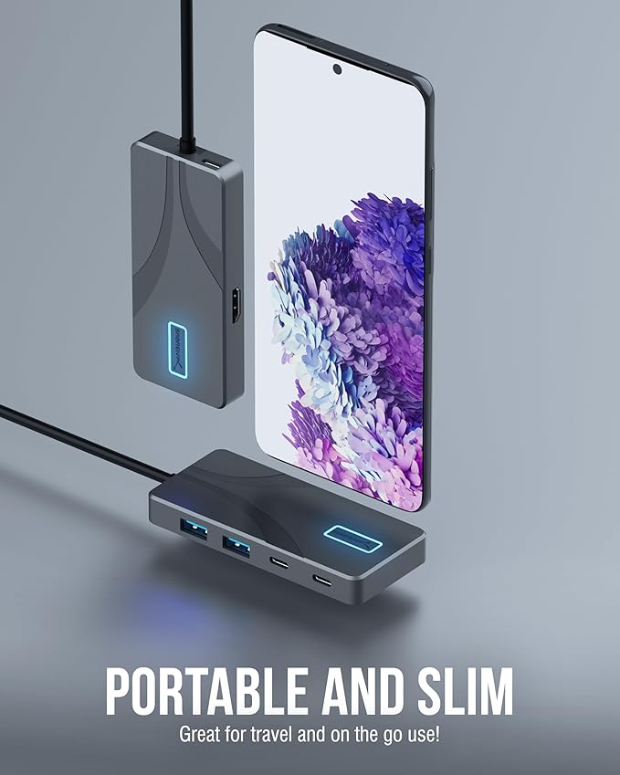SABRENT USB C Hub 5-in-1 Docking Station, 10Gbps USB-A & USB-C Ports, 4K HDMI Output, 100W PD Input, 80W Charging, Aluminum USB Hub for Laptops/Phones/Tablets – HDR/HDCP (HB-TG5P)