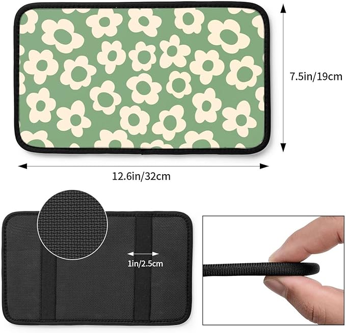 Vintage Groovy Flowers Auto Center Console Cover Pad Car Armrest Seat Box Cover Cushion Universal for Most Vehicle SUV Truck Car Accessories Decor