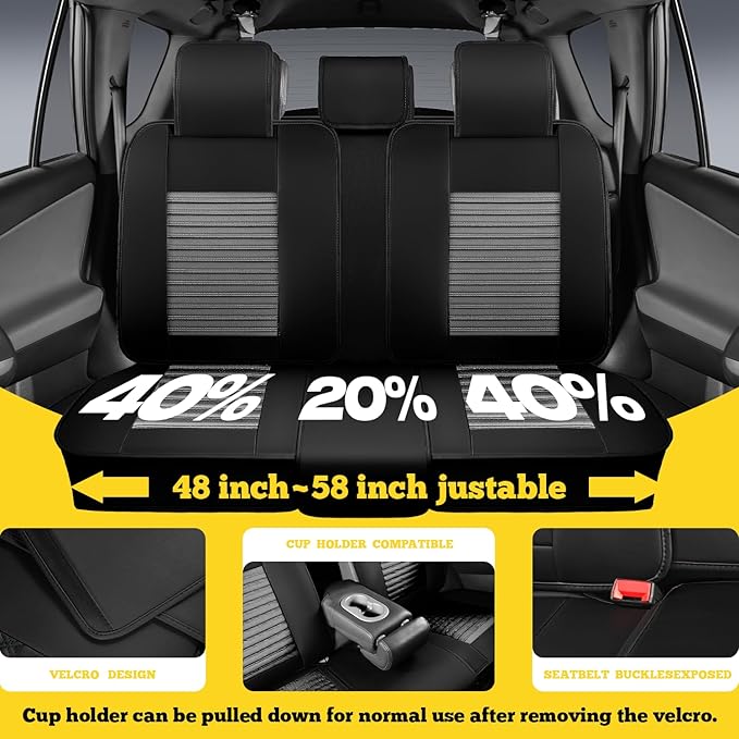 LINGVIDO Front Car Seat Covers, Faux Nappa Leather, Airbag Compatible and Waterproof Protectors for Sedans SUVs, Breathable Anti-Slip Interior for Commuters and Rideshare, Black/Gray