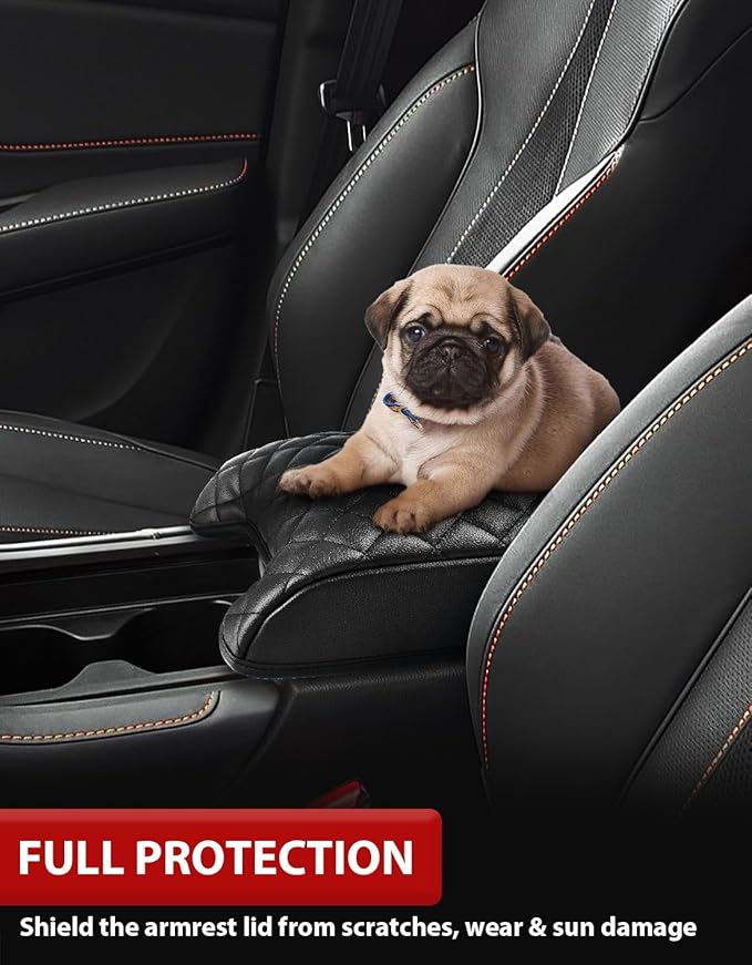 Center Console Armrest Cover Pad for Acura RDX 2019-2024, Middle Console Lid Protector Accessories, Vinyl Leather Cushioning, Anti-scratch, Black