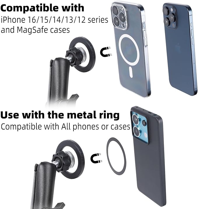 Magnetic Car Phone Holder for Magsafe, Ultra-Stable 360° Rotation Suction Cup Metal Phone Mount for Your Car Windshield Dashboard, Compatible with iPhone 16 Pro Max 15 14 13 12 Series