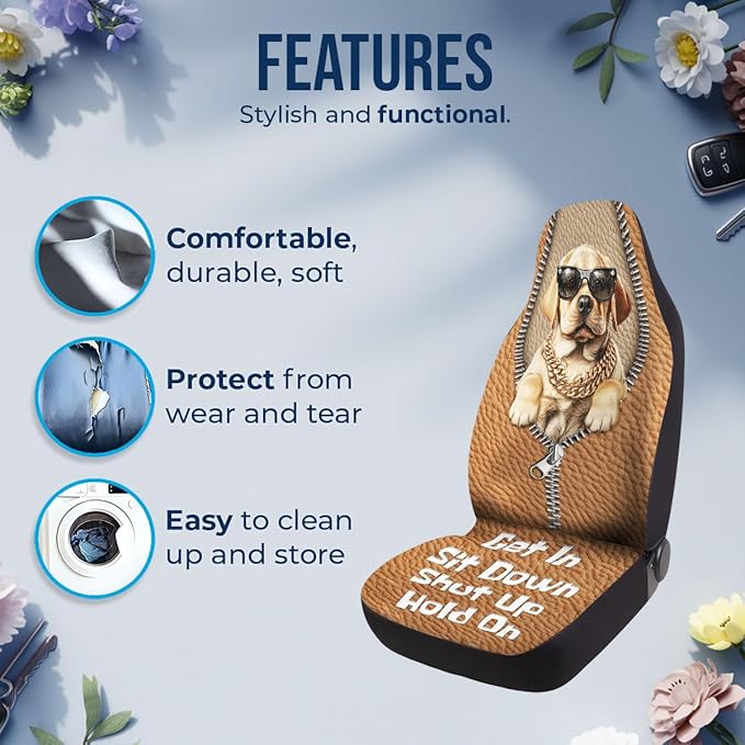 GENANY Funny Labrador Duck Car Seat Covers Set of 2, Breathable Front Seat Covers for Truck Sedan SUV, Dogs Themed Car Accessories, Labrador Gift for Women Men