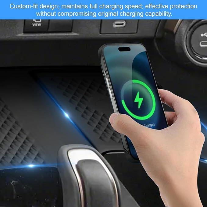 Wireless Charging Anti-Slip Mat Compatible with Toyota Grand Highlander Accessories 2026 2025 2024，Black Silicone Protective Pad Liner Compatible with Grand Highlander