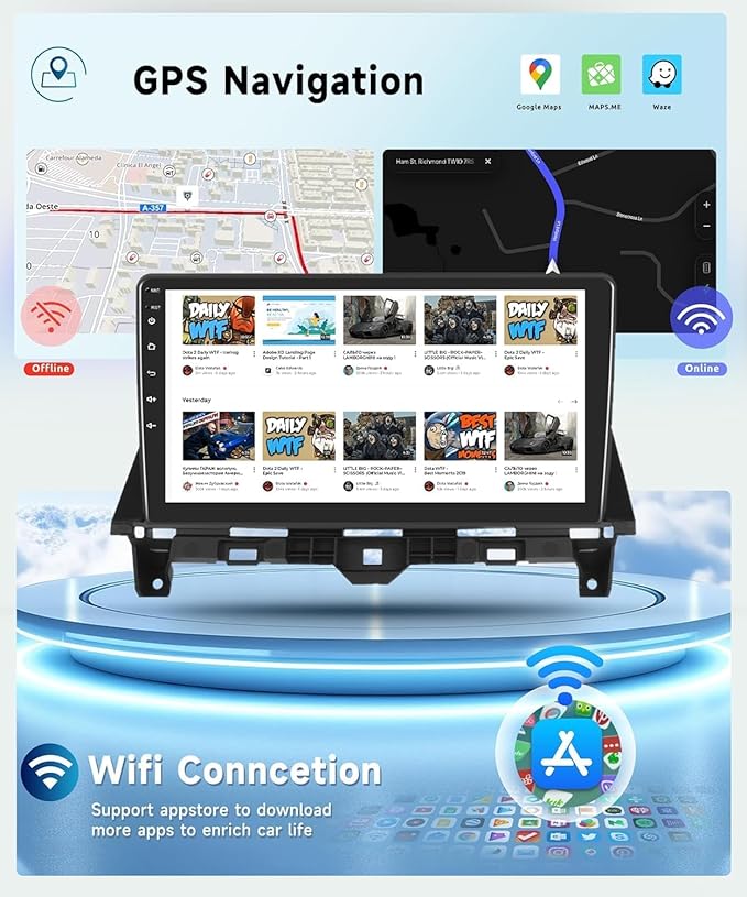 Podofo 8 Core 2+64G Radio for Honda Accord 2008-2013 Car Stereo Wireless CarPlay/Android Auto 10.1 Inch IPS Touch Screen Android 13 GPS WiFi Bluetooth 32-Band DSP SWC AHD Camera