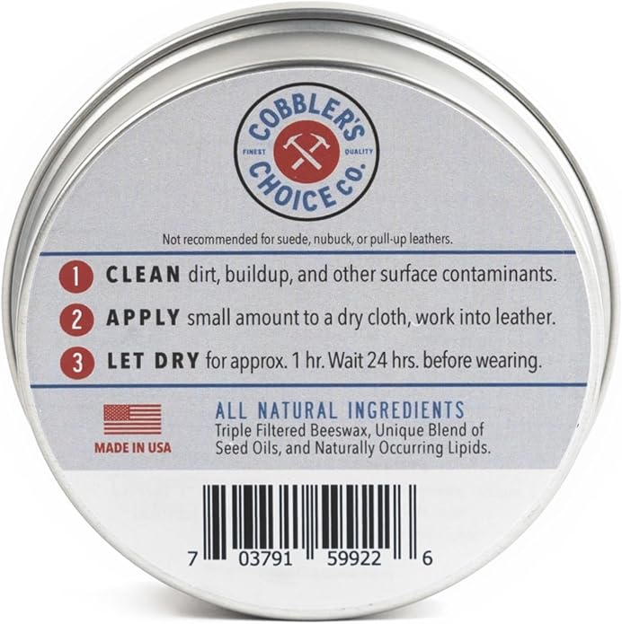 Cobbler's Choice Co. Finest Quality All Natural Leather Cream - Made with Triple Filtered BeesWax
