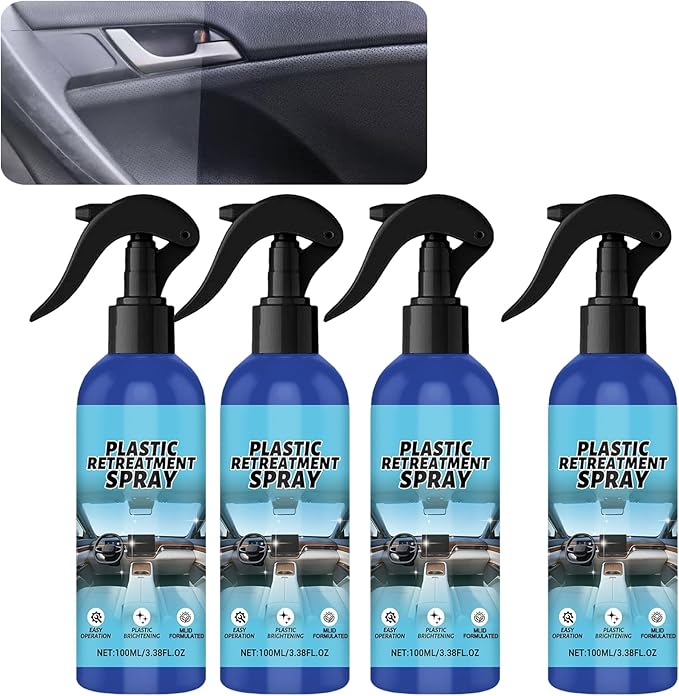 Plastic Restorer for Cars, Car Trim Restorer, Auto Detailing for Refreshing Faded Plastic, Leather, Vinyl and Rubber Trim with Polish, Long Lasting Care (4Pcs)