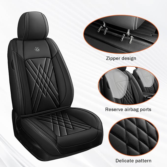 Car Seat Covers Compatible with Toyota Camry 2012-2026 Durable Waterproof Automotive Seat Covers Stretchable Fabric Material, Airbag Compatibility, Premium Nappa Leather(Black, Full Set)