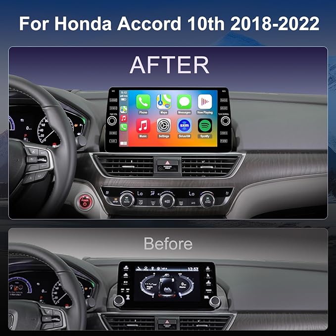 4G LTE QLED Radio for Honda Accord 10th Gen 2018-2022 Upgrade,8-Core CPU Touch Screen Stereo,Wireless CarPlay & Android Auto,Support OEM SWC and Camera