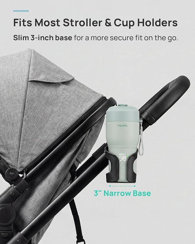 Papablic Pro Portable Bottle Warmer for Travel – 2.5 Min Fast Heating, Built-in Sterilizer, 5 Temp Settings, Baby Milk & Formula Warmer On the Go, Long Battery, Smart Keep Warm, Mint Green