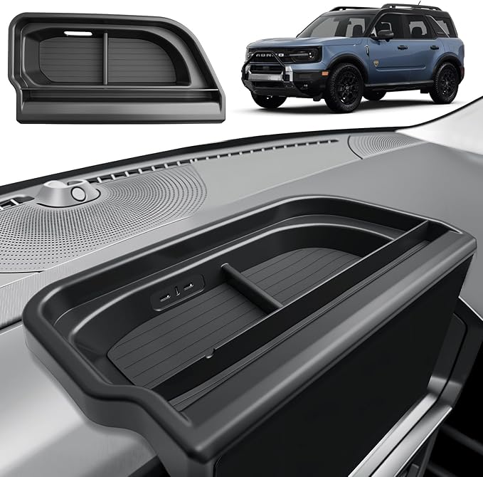 ECOZEN 2026 Bronco Sport Dash Console Organizer - Behind Screen Organizer For 2025-2026 Ford Bronco Sport Accessories Dashboard Storage Behind Screen Center Console Organizer