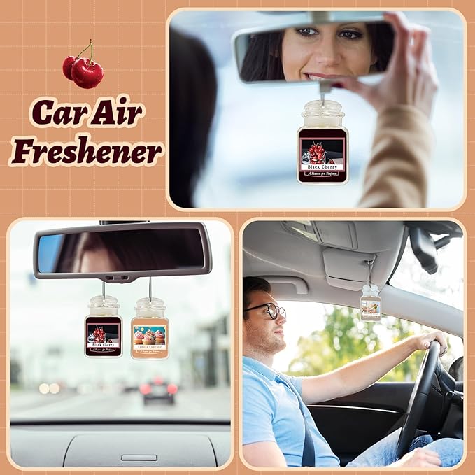 12 Pcs Car Freshener Air Freshener Paper Scented Hanging Car Accessories Fresheners for Interior Decor Bathroom Hanging Ornaments(Vanilla Cupcake Black Cherry the sweet home)