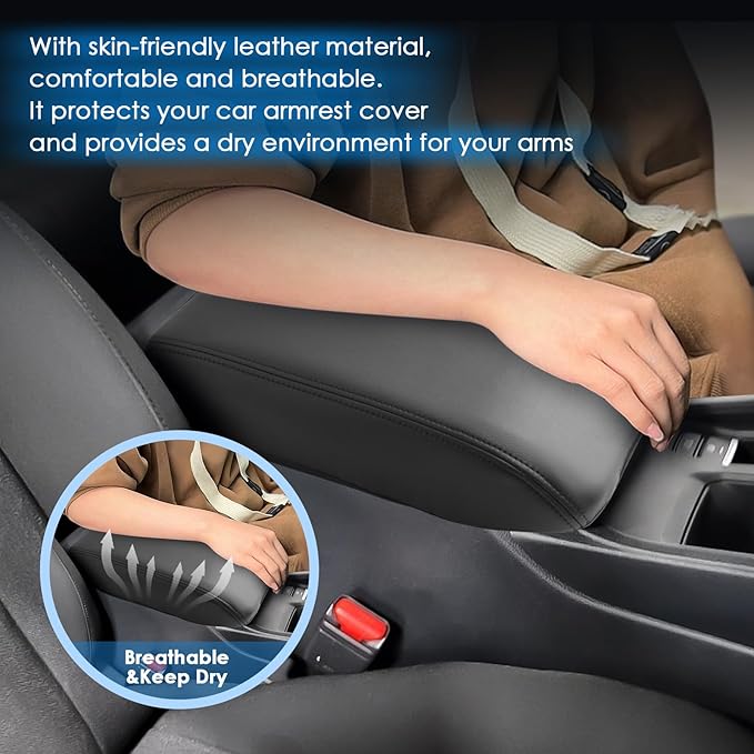 2023 2024 2025 2026 Accord Center Console Cover for Honda Accord (LX/SE/EX) Accord Hybrid (Sport/EX-L/Sport-L/Touring), Waterproof&Comfy Leather Armrest Cover 2025 Accord Hybrid Accessories