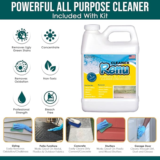 Premium Restorer - Restores Original Color & Rejuvenates Faded Shutters, Patio Furniture, Doors & More | Eco-Friendly |Lasts 10 Yrs.| Includes Powerful Cleaner | Half Gallon Kit