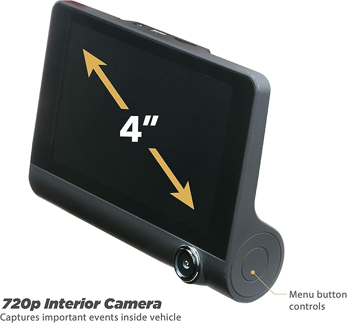 Scosche DDVR2XFHD-SP1 1080P Full HD Dash Camera for Cars - Dash Cam with Front and Rear Cameras and 4" Screen- Car Dashcam DVR - Enhanced Night Vision - 24/7 Parking Mode Car Security Solution
