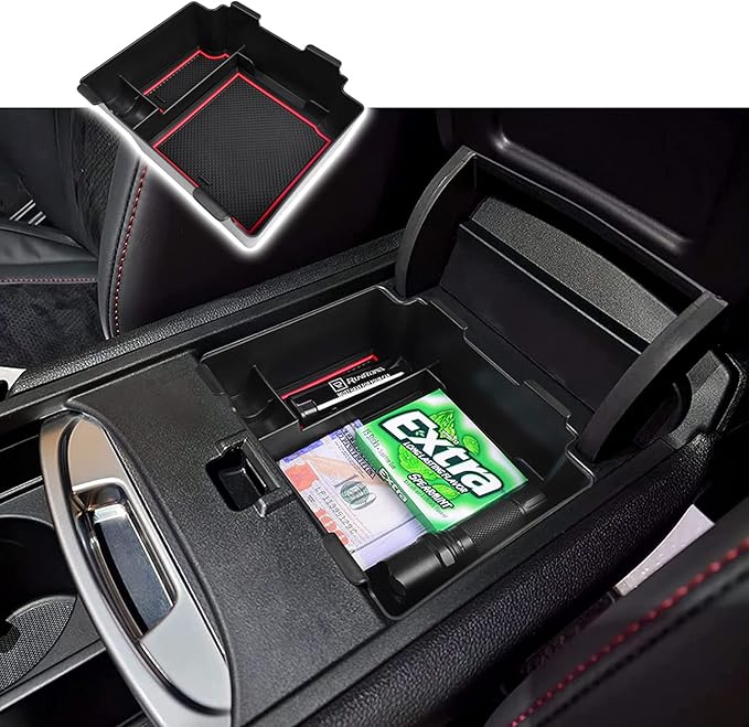RUNROAD Center Console Upgraded Organizer Compatible with Acura RDX 2019 2020 2021 2022 2023 2024 Accessories, Armrest Storage Box Insert Card Container ABS Coin Holder Console Tray, Red
