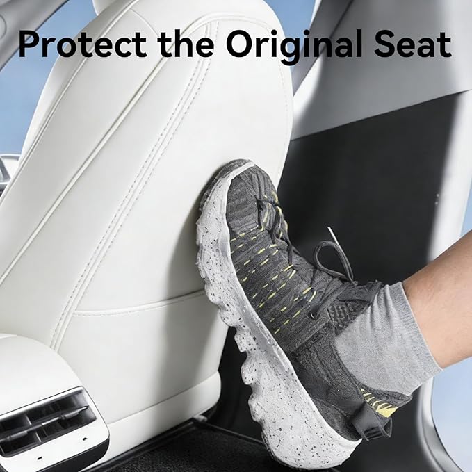 2 Pack Leather Seat Back Protector Custom for Tesla Model Y/3 Model S/X Accessories(Includes 2025 2026 Model Y & 2024-2026 Model 3 Highland), Seat Back Kick Protectors