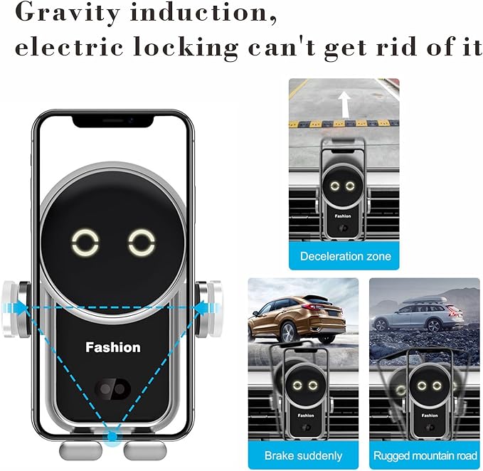 Cell phone holder wireless car charger,15W Auto Clamping Phone holders for your car fit for iPhone 16 15 14 13 12 Mini Pro Max 11 XR, Samsung Galaxy S24 Ultra S23 S22 S21+ Note 20 (Blue)