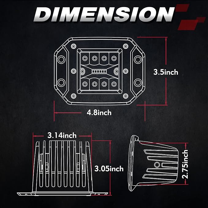 Flush Mount LED Pods, OFFROADTOWN 2pcs 5'' 78W Driving Light Work Lights Flush LED Light Bar Super Bright Fog Off Road Lights for Truck UTV ATV SUV Boat 4x4 Car