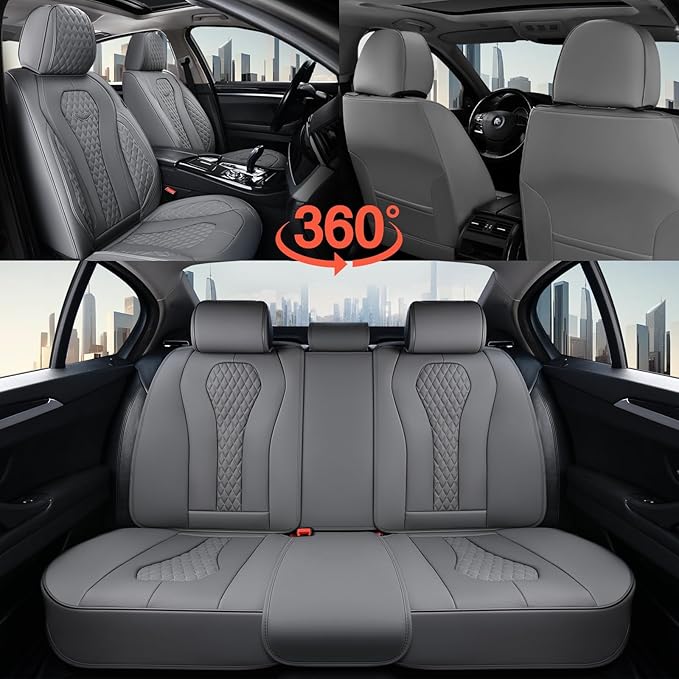 Coverado Seat Covers, Car Seat Covers Full Set, Gray Car Seat Cover, Car Seat Cushion Waterproof, Car Seat Covers Front Seats Back Seat Covers, 8839 Car Seat Protector Universal Fit Most Cars