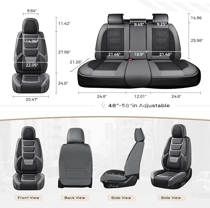 Coverado Car Seat Covers, Front Covers for Cars, Car Seat Cover Front Seats, Automotive Seat Cover, Waterproof, Leather Car Seat Cushion, Universal Interior Covers Seat Protectors for Most Cars Gray