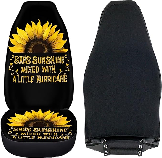 BIGCARJOB Sunshine Sunflower Car Seat Cover Full Set Universal Car Interior Accessories Set Sunflower Print Auto Interior Seat Protector Saddle Blanket for Women Gifts