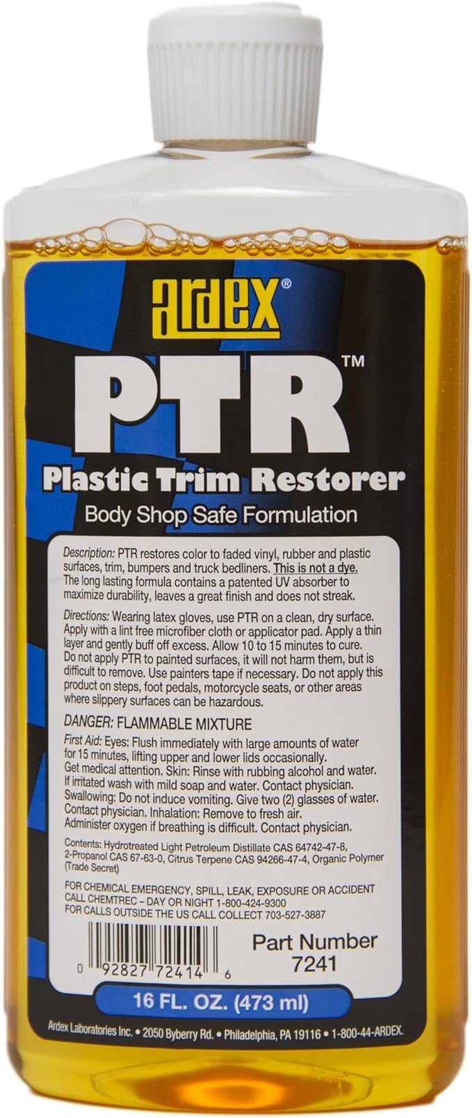 Ardex Plastic Trim Restorer, PTR 7241, Restores Faded Vinyl, Plastic, Rubber & Trim, DIY Like The Pros, 16 oz