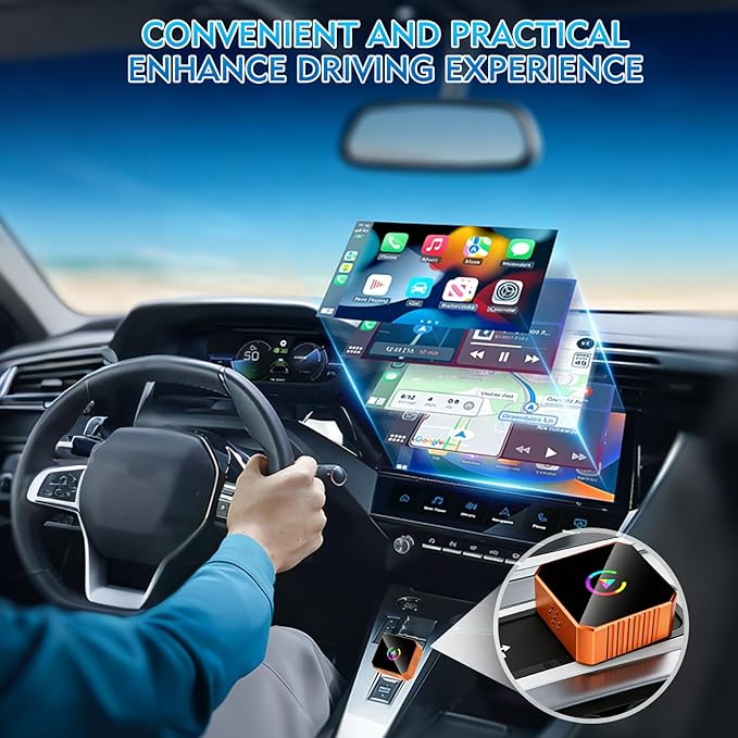 Wireless CarPlay Adapter, 2-in-1 Mini CarPlay & Android Auto Wireless Adapter, Plug & Play, Auto Connect, Car Accessories, Car Play Dongle Compatible with iPhone & Android