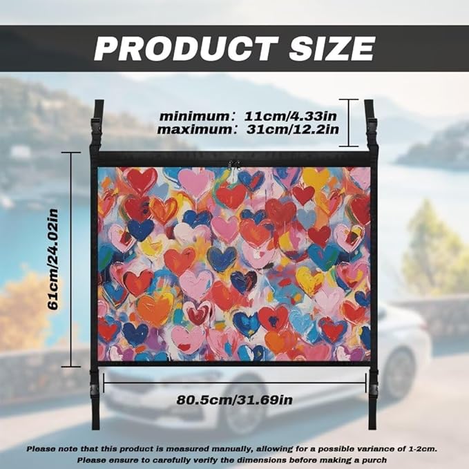 Multi-colored Heart Car Roof Storage Bag Car Seat Back Hanging Bag All Car Storage Organizers One-Size-Fits Tidy Pouch Pocket Storage for Small Items