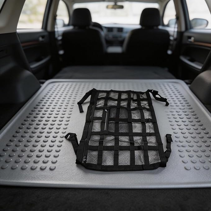 Large Capacity Car Ceiling Mesh Roof Storage Bag Breathable Luggage Net For SUVs Vans Trucks And Cars (70x50cm)