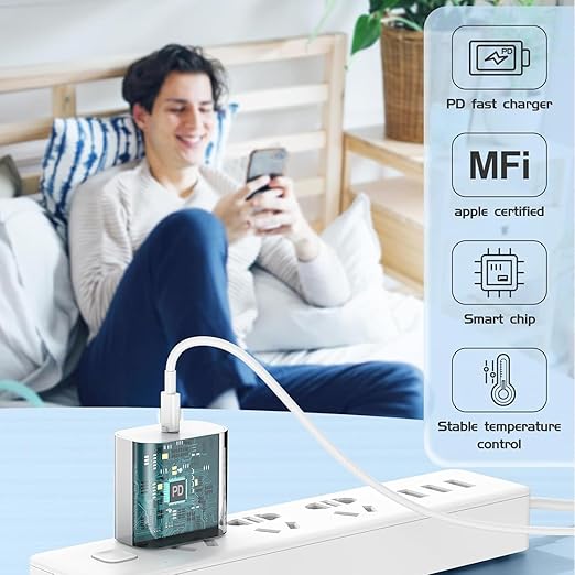 iPhone 14 Charger, 2Pack 10FT USB Wall Charger Fast Charging Lightning Cable Cord,USB Type C Plug Block with 10Foot Long Lightning Cable Compatible with iPhone 14/13/12/12Mini/11ProMax/XS Max/XS/XR/SE