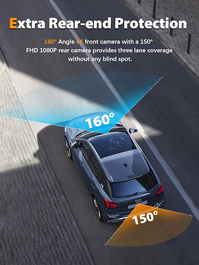 ARIFAYZ Dash Cam Front and Rear 4K+1080P, Free 64GB Card, Built-in WiFi, Dash Camera for Cars, Car Camera, Dual Dashcams for Cars with Night Vision, 24 Hours Parking Monitor, Loop Recording