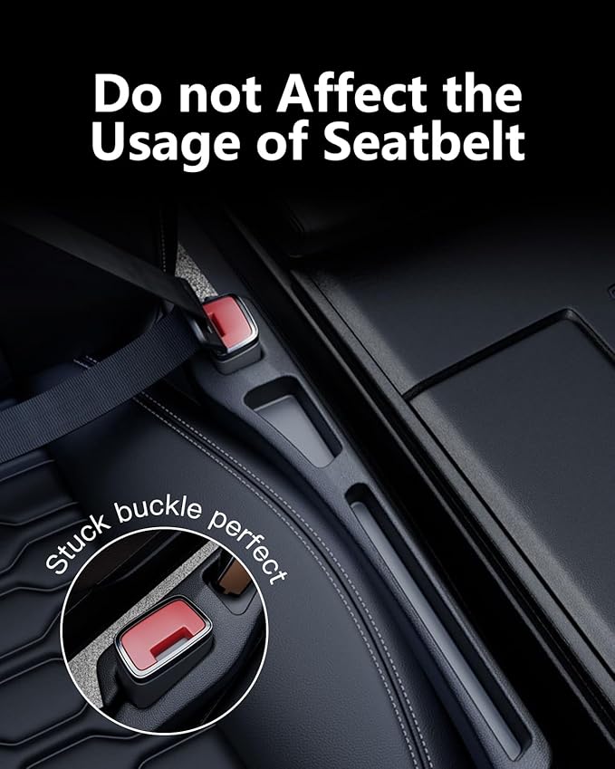 Car Seat Gap Filler 2 Pack, Soft Foam Multifunctional Seat Side Gap Filler with Organizer, 2 in 1 Seat Crevice Blocker Stop Things from Dropping, Universal Vehicle Interior Accessories Black
