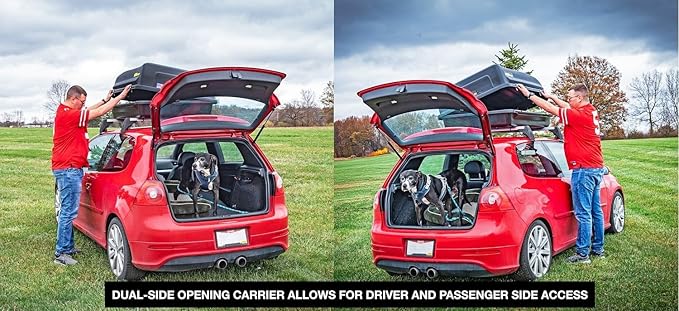 JEGS Rooftop Cargo Carrier for Car Storage - Large Roof Rack Style Carrier - Heavy Duty Weatherproof Storage - Made in USA - 18 Cubic Ft - 110 Lb Capacity - Aero Hard Shell