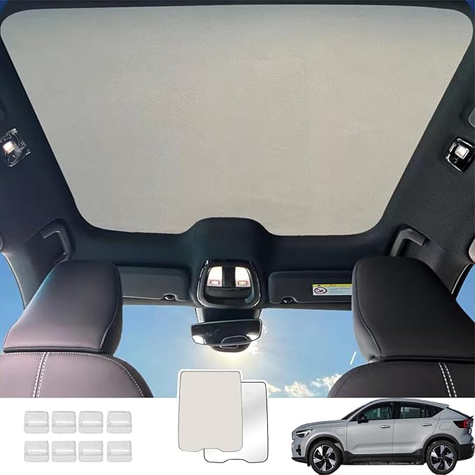 Car Sunroof Shade Compatible with Volvo C40(Not for XC40) 2021-2023, Foldable Glass Roof Sunshade with Storage Bag, Heat Insulation Sun Protection Roof Interior Sunshade
