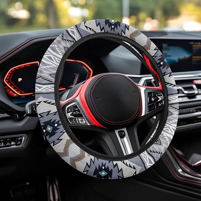 SEANATIVE Purple Aztec Car Steering Wheel Cover Universal Car Accessory for Diverse Cars Neoprene Dust Cover for Steering Wheel