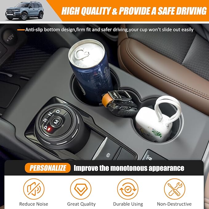 Center Console Cupholder Insert Compatible with 2021-2025 Ford Bronco Sport/2020-2025 Ford Escape Center Console Cup Holder Tray for Bronco Sport&Ford Escape Accessories(Cup Holder Tray)