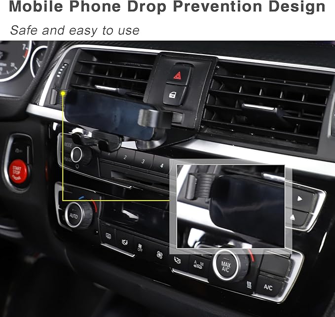 LLKUANG Car Mobile Phone Mount Compatible with BMW 3 4 Series M3 M4 F30 F31 F32 F33 F34 F36 F80 F82 F83 360-Degree Rotary Cell Phone Holder Navigation Bracket Accessories