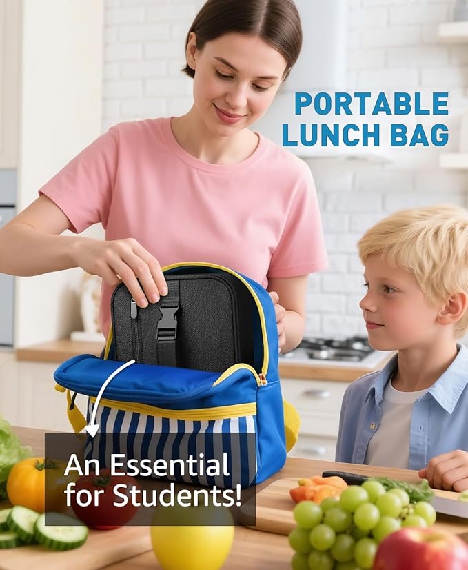 Small Lunch Box Insulated Lunch Bag for Women Men, Bento Kids Lunch Box, Compact Portable Thermal Meal Cooler Bags with Buckle Handle for Work & School, Black, 5L