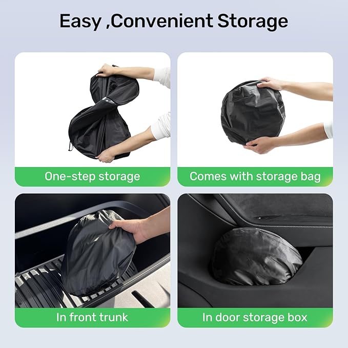 2025 Upgraded Zanch Car Front Windshield Sun Shade- Ultimate UV Protection & Heat Reduction|OEM Design|Innovative No-Light Leakage Technology|4-Layer Protection|Fit for Tesla Model X (2016-2025)