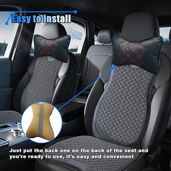 1PCS Car Neck Pillow, Breathable Car Head Neck Rest Cushion, Soft Pillow for Relieving Stiffness, Comfort Car Seat Neck Support Pillow (Black/Red)
