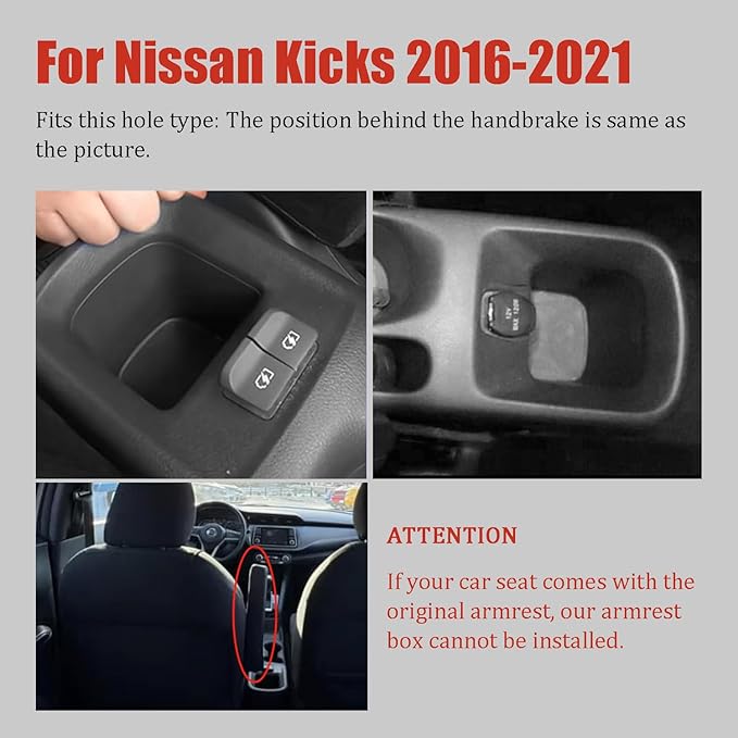 YJYWZH Car Armrest Box for Nissan Kicks Accessories 2016-2021 Center Console Storage Organizer Double Layer Space with Cup Holder Mobile Phone Holder (Red Thread)