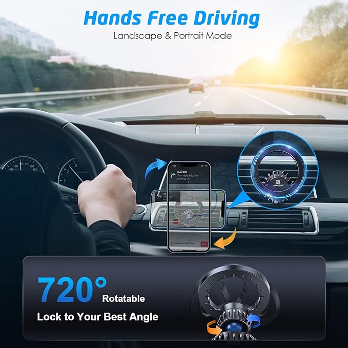 WixGear Mount Base Compatible with MagSafe iPhone 14 13 12, for Diameter 17mm/0.67 inch Universal Joint Ball of Phone Holder Car Mount, Vent, Dashboard, Windshield with One Metal Plate for MagSafe
