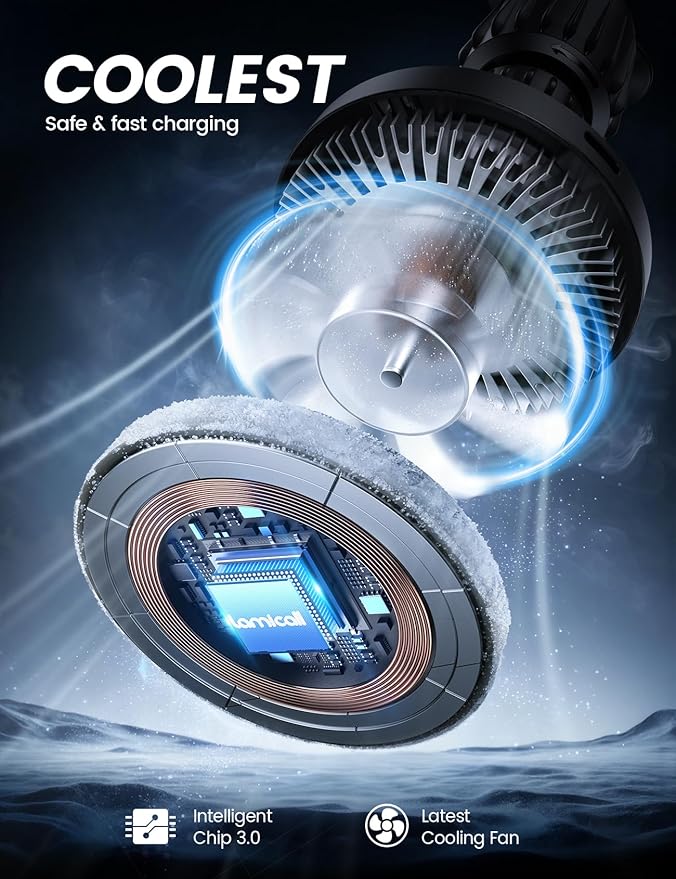 Lamicall 15W for QI2 Magsafe Car Mount Charger - 【RGB LED】360° Wireless Car Phone Holder Vent Dashboard, HandsFree Magnetic Phone Holder for Car Charging for iPhone 17 Air Pro Max Plus 16 15 14 13 12