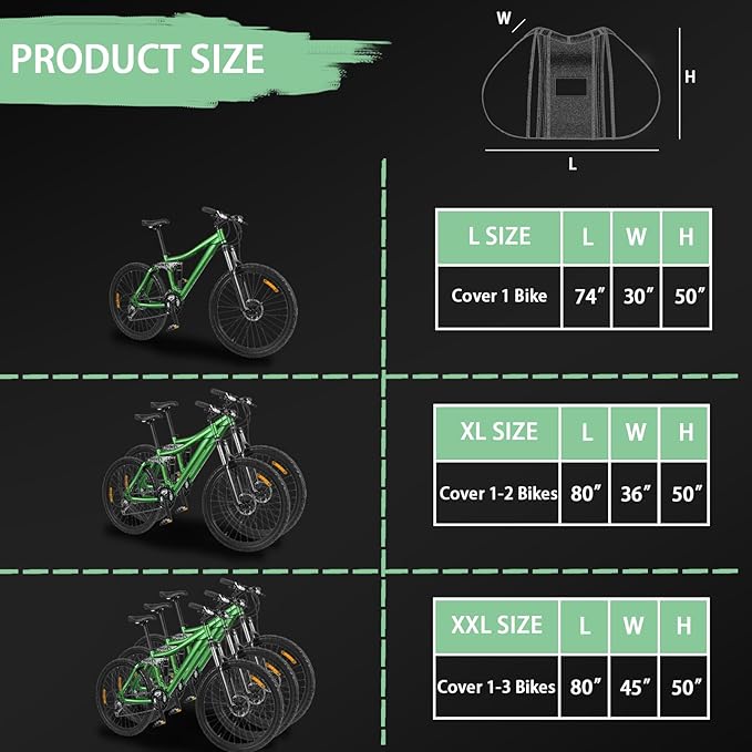 JUIN Bike Covers Outdoor Storage: 900D Heavy Duty Waterproof Bicycle Cover for Mountain Bikes - Motorcycle Travel Bike Cover for Transport on Rack - Outfits for 2 Bikes (Clear)