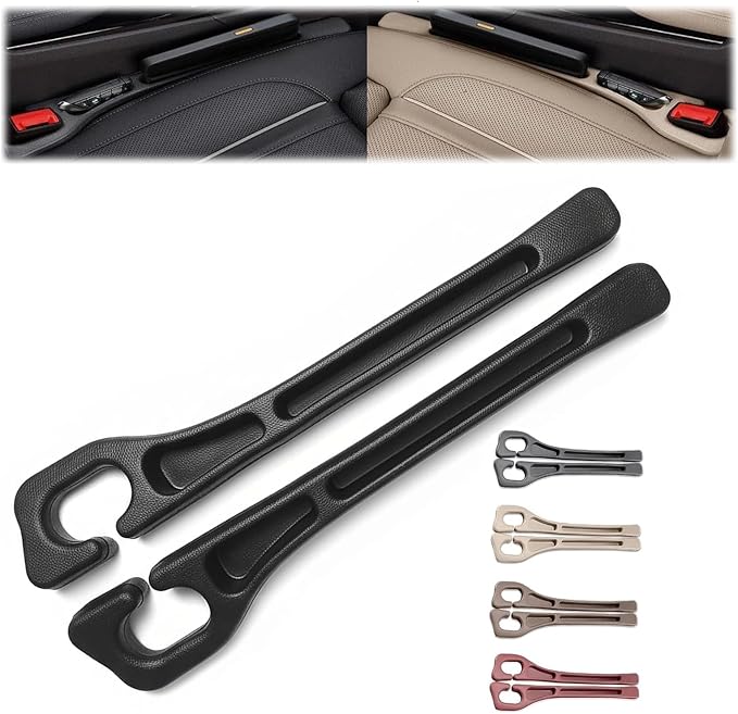 Car Seat Gap Filler Set of 2, Premium Interior Car Accessories, Multifunctional Car Storage Solution with Non-Slip Design, Fits Most Vehicles (Black)