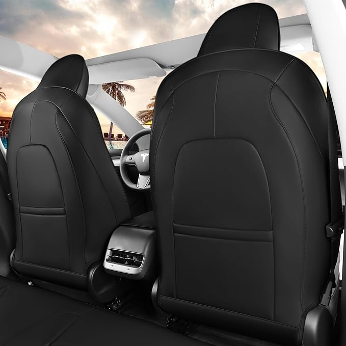 Custom Fit 2017 2018 2019 2020 2021 2022 2023 Tesla Model 3 Seat Cover Waterproof Seat Protects (Black-Model 3)