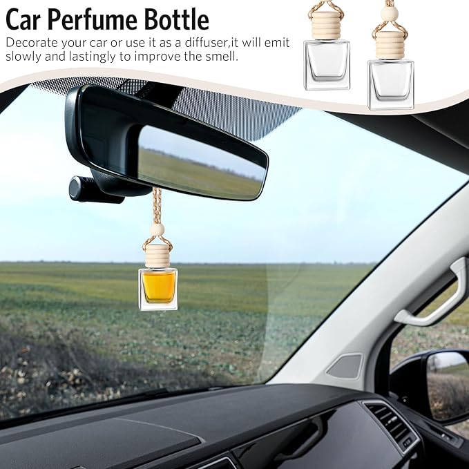 BBTO 100 Pcs Car Air Fresheners Diffuser with Wooden Cap Empty Aromatherapy Diffuser Clear Car Fragrance Holder Pendant Hanging Perfume Fresheners Bottles for Decor(Cube,Clear)