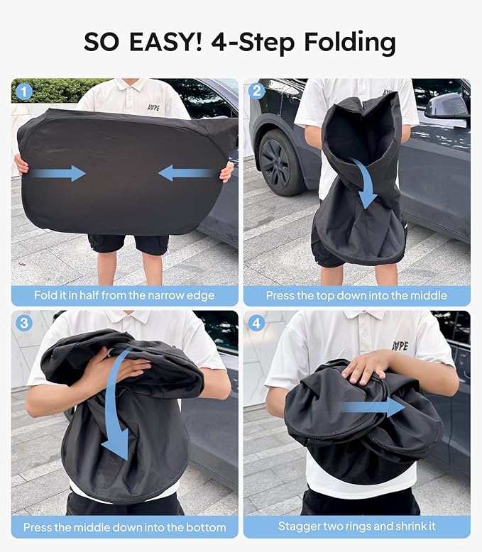 Wigoo 2026 Upgraded Accessories Tesla Model 3 Windshield Sunshade [OEM Design, 100% Sun Blockage] Foldable Heat Insulation Sun Shade with Storage Bag, for Tesla Model 3 2016~2026, Silver Coating