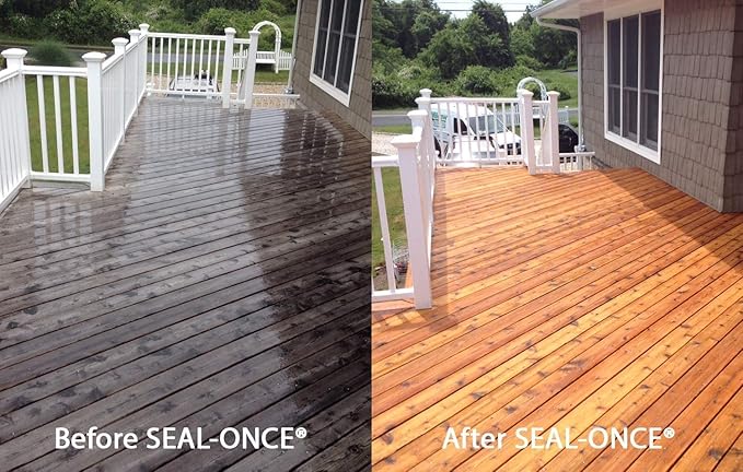 Seal-Once Nano+Poly Penetrating Wood Sealer with Polyurethane - Premium Waterproof Sealant -2 Gallon & Coastal Gray